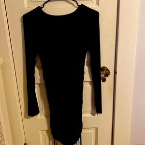 Black long sleeve side draw string dress size large